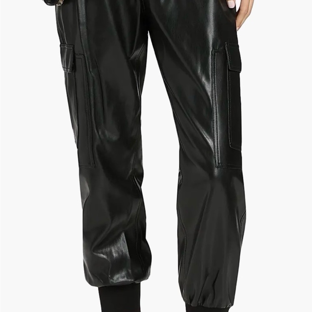 Cinq à Sept Black Faux Leather Gilles Joggers